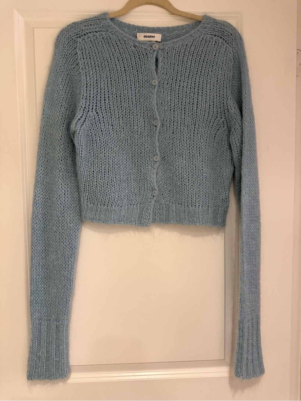Guizio Blue Fuzzy Cardigan Sweater